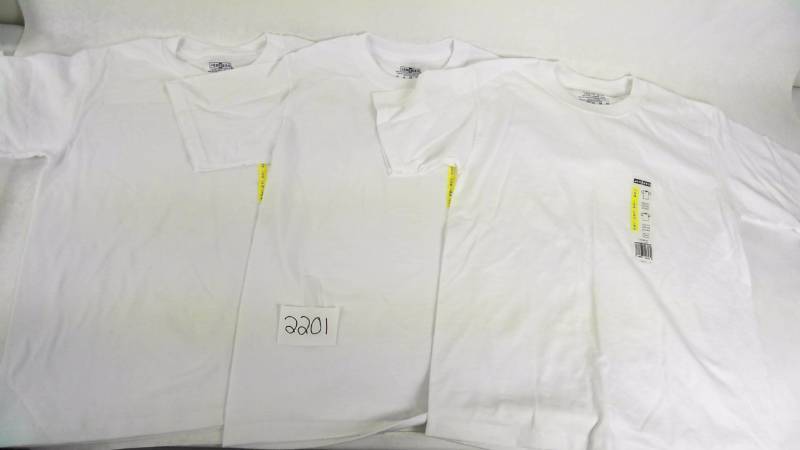 lot 2201 image: 3pc. Youth  Boys Jerzees White T-Shirts - Size Youth Large (14-16)