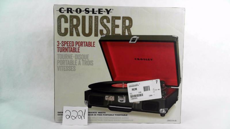 lot 2221 image: Crosley Cruiser 3-Speed Portable Turntable  Black