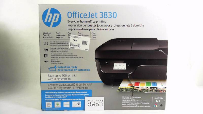 lot 2223 image: HP OfficeJet 3830 All-in-One Thermal Inkjet Printer with Wi-Fi