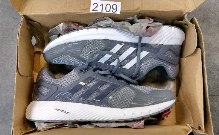 lot 2109 image: adidas Mens Duramo 8 Running Shoes - Gray  White - Size 10.5