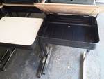lot 32 image: 15 Virco Desks with opening tops.. Beige wood grain type tops