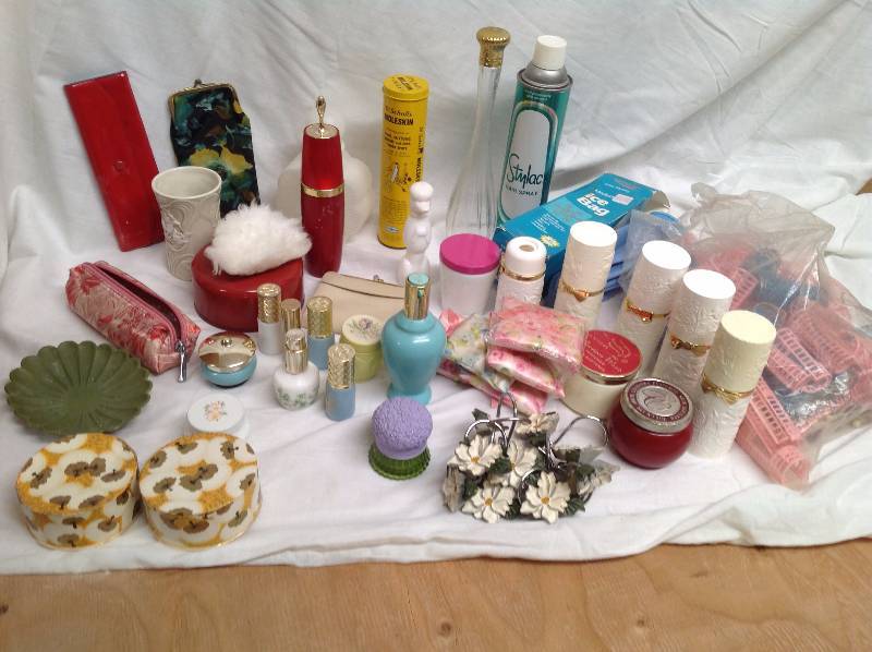 lot 29 image: Collectible Avon Bottles, and Vintage Beauty Supplies