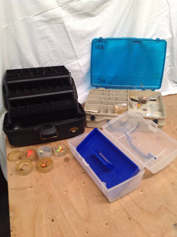 lot 92 image: Three Tackle Boxes, One with Some Fishing Items