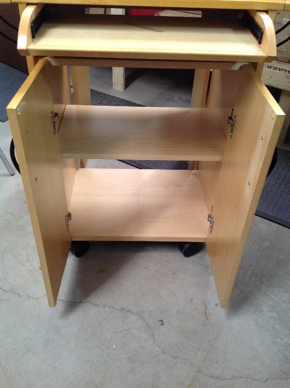 lot 107 image: Rolling Kitchen Island, and three Globes