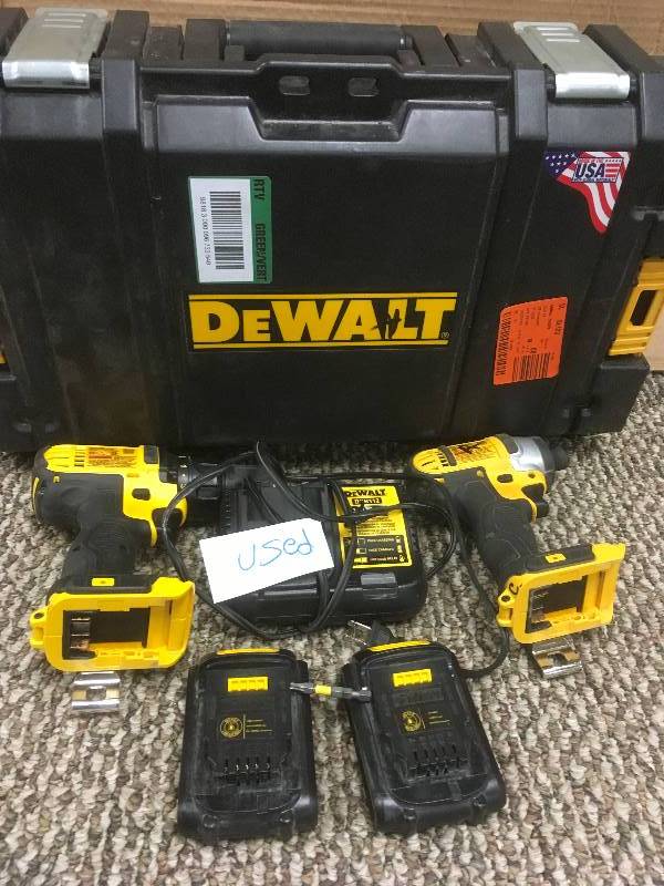 lot 21 image: USED - DeWalt Cordless Impact Driver & 12 Cordless Drill Driver Combo Kit - Open Box