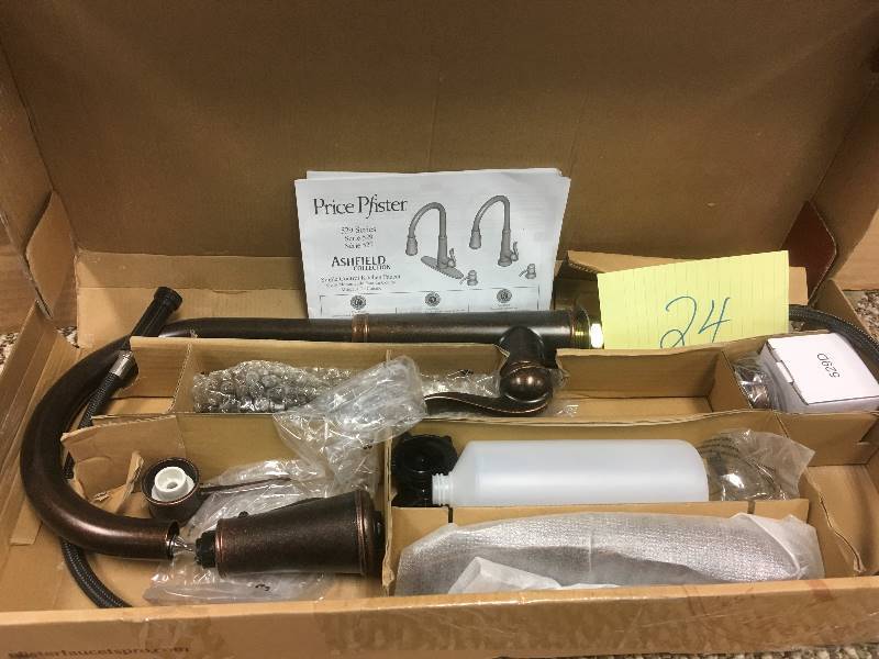 lot 24 image: Pfister Ashfield Single-hole Kitchen Faucet G529-YPU Rustic Bronze - Open Box