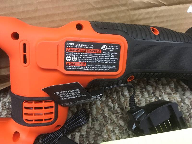 lot 26 image: Black & Decker 20V MAX Cordless Lithium-Ion Reciprocating Saw (Bare Tool( - Open Box