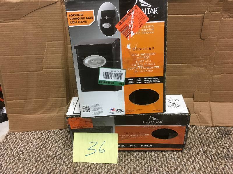 lot 36 image: Solar #DVK XL Black Wall Mailbox & Black Horiz Wall Mailbox THHB0001 - Open Box