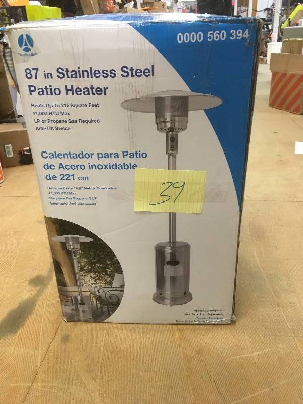 lot 39 image: GardenSun 87 in. Stainless Steel Patio Heater - Open Box