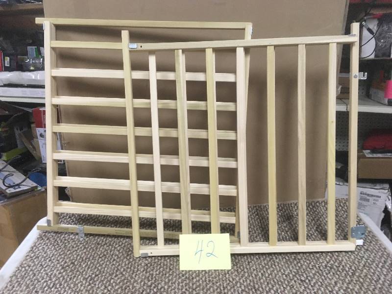 lot 42 image: North States Extra Wide Wood Swing Gate - Brown - Open Box