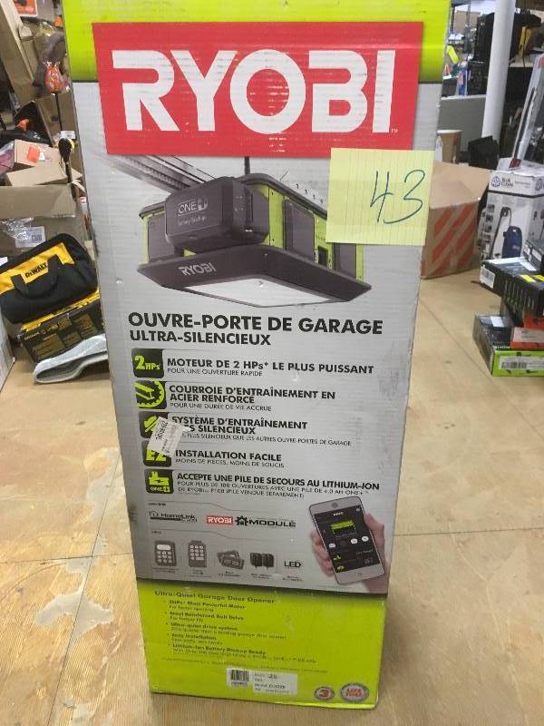 lot 43 image: Ryobi GD200 Ultra-Quiet Garage Door Opener - Open Box never used