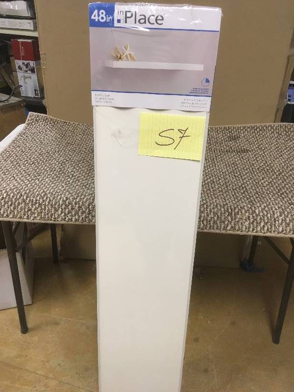 lot 57 image: Lewis Hyman InPlace White Floating Wall Shelf 47.3 inches wide - Open Box