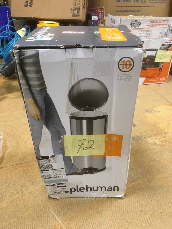 lot 72 image: Simplehuman 30 litre round step can - Open Box