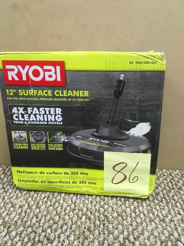 lot 86 image: Ryobi 12 in. Surface Cleaner - Use only with Electric Pressure washer - Open Box