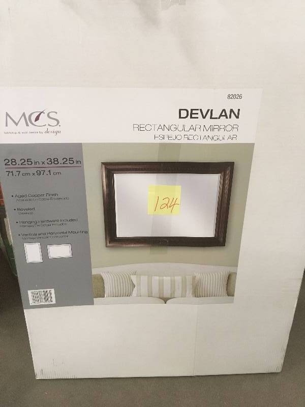 lot 124 image: MCS Devlan 38.25 in. x 28.25 in. Framed Mirror in Aged Copper new