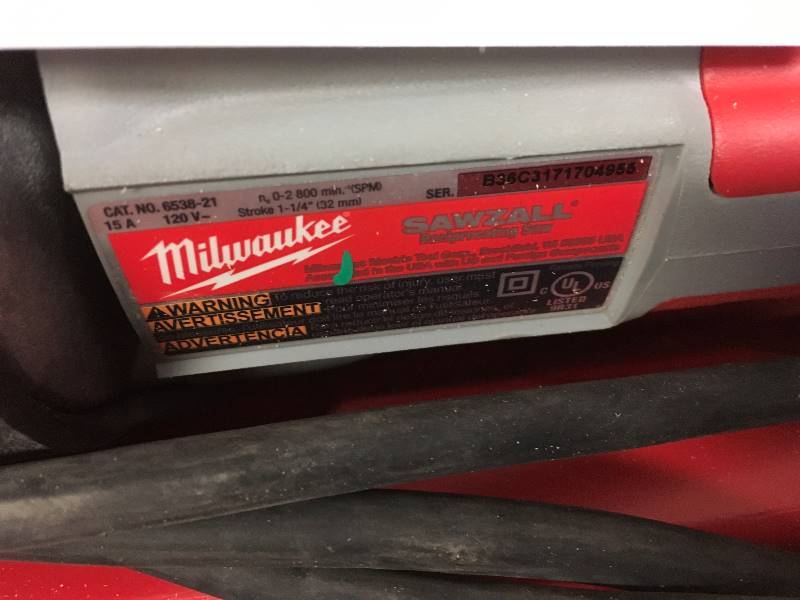 Milwaukee Sawzall Reciprocating Saw - USED  in working conditions