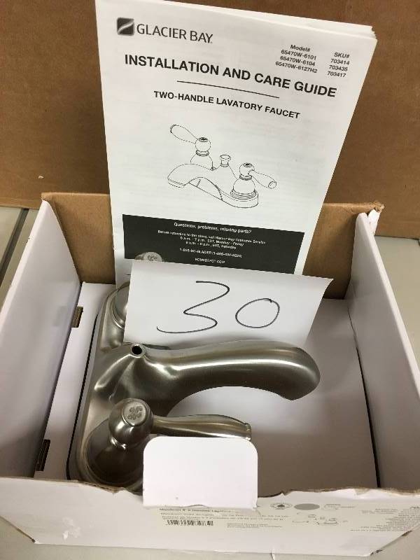 Glacier Bay Mandouri 4 in. Centerset 2-Handle Low-arc Bathroom Faucet in Brushed Nickel - Open Box