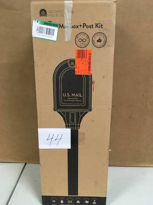 Architectural Mailbox MB1 post Mount Mailbox and In-Ground Post Kit, Black - Open Box