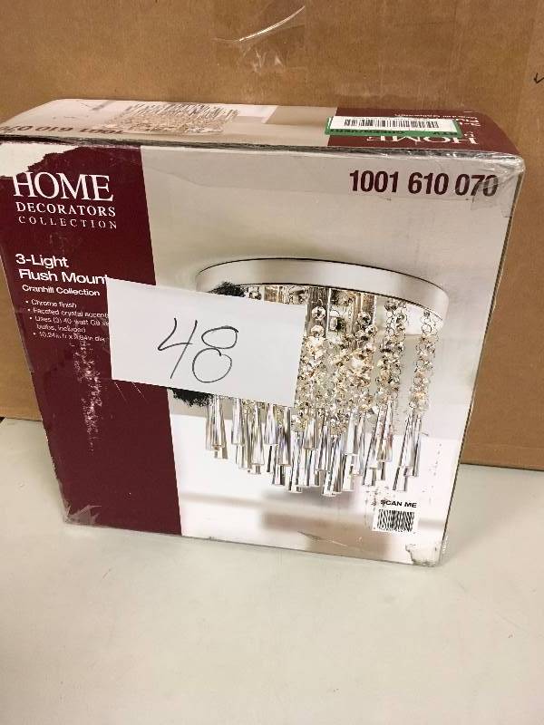 Home Decorators Collection 3-Light Chrome and Crystal Flushmount - Open Box