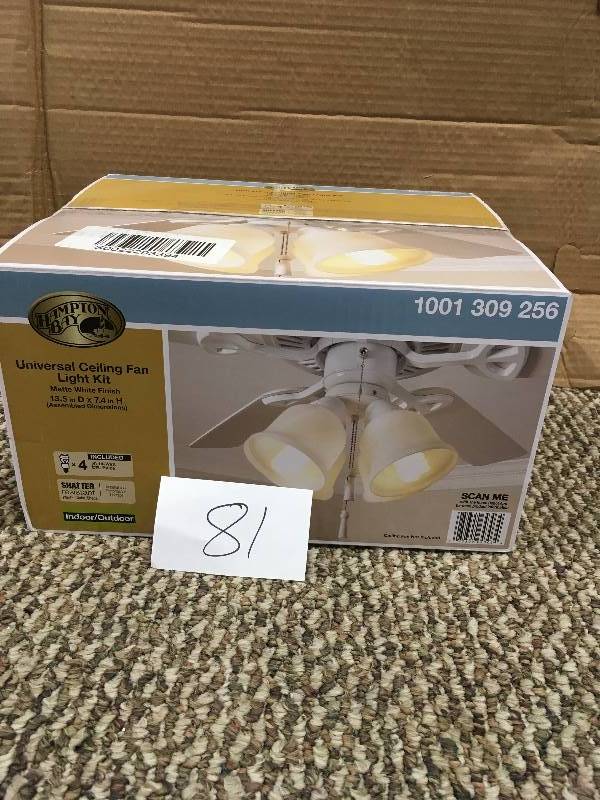 Hampton Bay 4 Light Universal Ceiling Fan Light Kit With Shatter