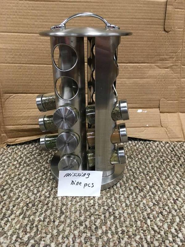 Kamenstein 20 Jar Revolving Stainless Steel Spice Rack - Missing 9 Pieces - Open Box