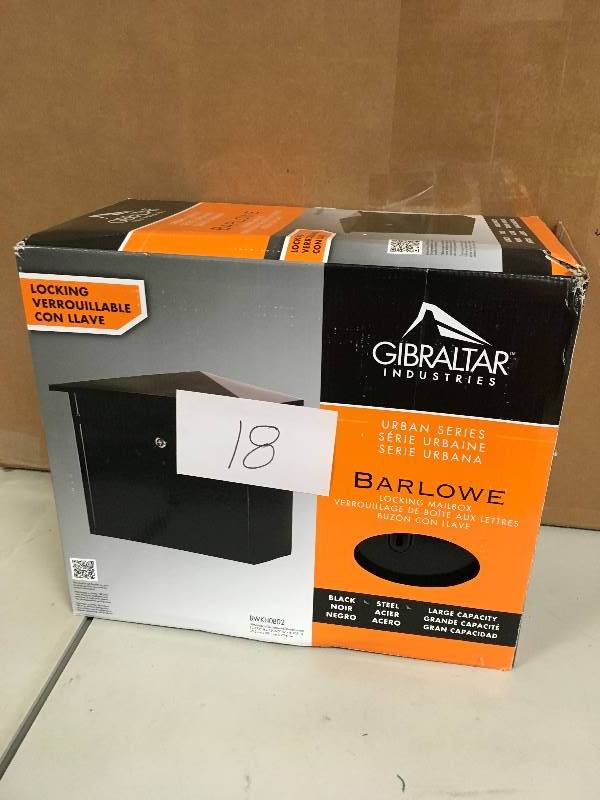 Gibraltar - Solar Group BWKH0B02 Barlow BLK Locking Wall Mailbox - Open Box