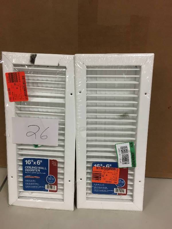 Truaire 16 in x 6 in. Damper Control Steel Adjustable 1 Way Wall Celing Register - Lot of 2 - Open Box