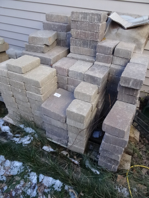 lot 34 image: Concrete pavers. 3 sizes. Approx 15...
