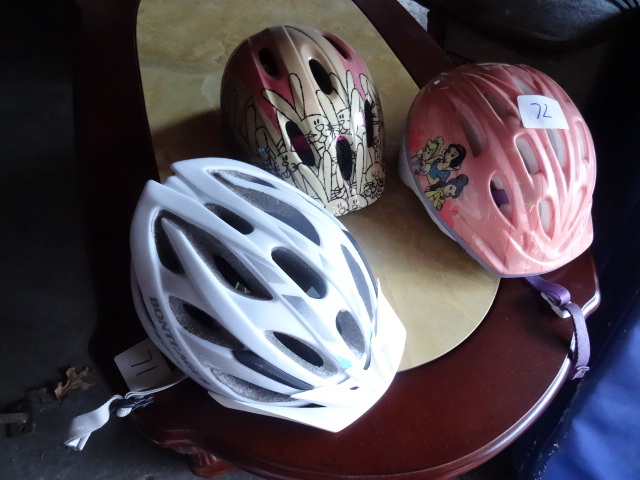 lot 72 image: 3 bicycle helmets...