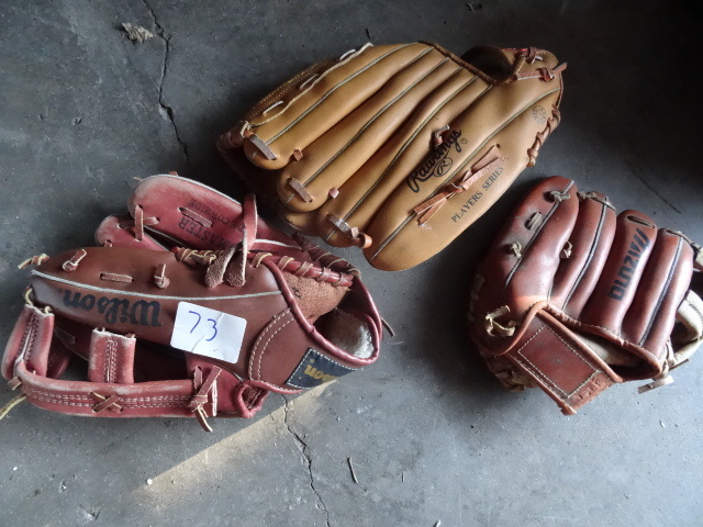 lot 73 image: 3 baseball mitts...
