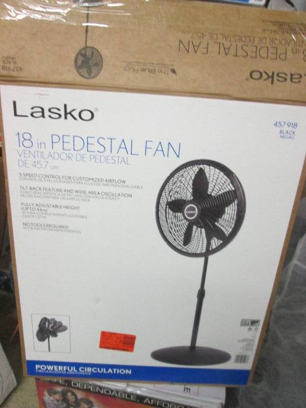 lot 163 image: 18 lasko pedestal fan tested and w...
