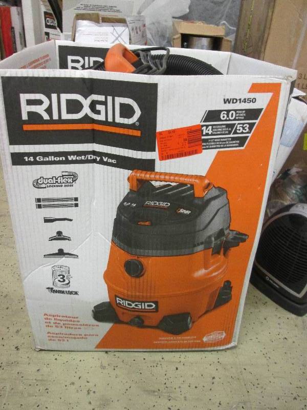 lot 182 image: rigid 14 gallon wetdry vac 6hp tes...