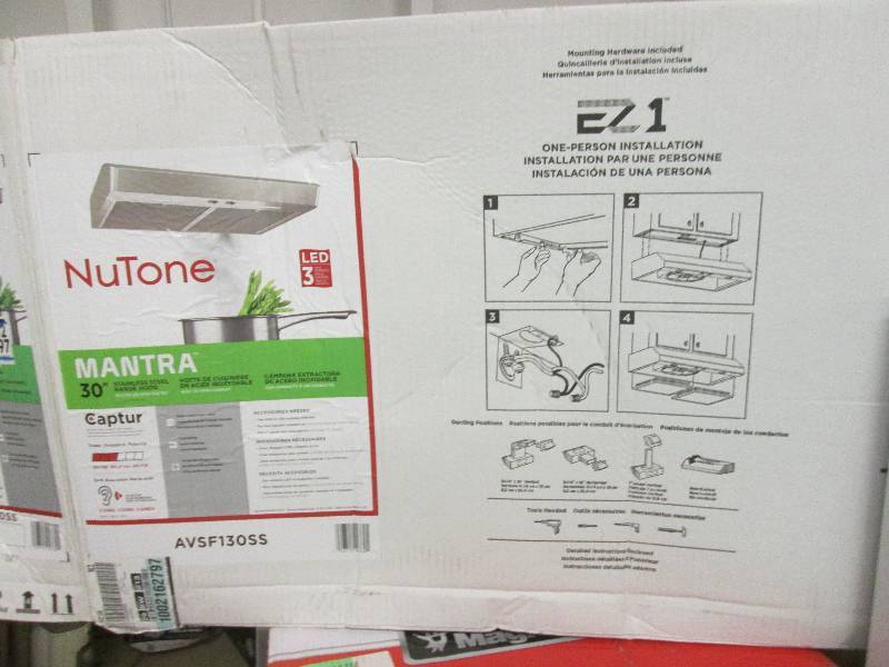 lot 192 image: nutone mantra 30 range hood open b...