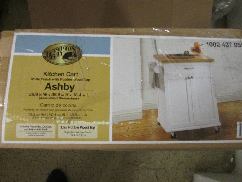 lot 198 image: hampton bay kitchen cart ashby open...