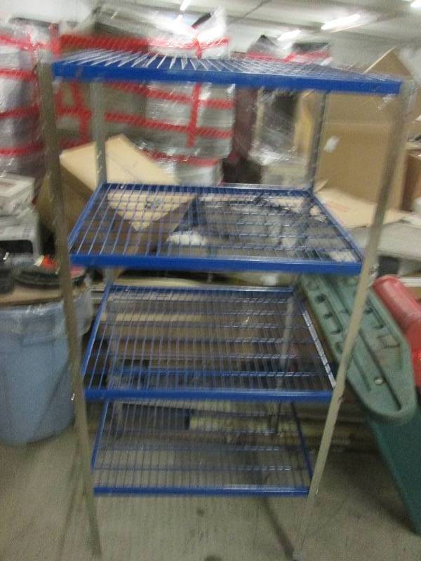 lot 273 image: 3 metal shelves 1 is 29 wide x 62...