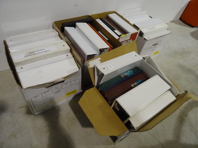 5 boxes of standard 3 ring binders...