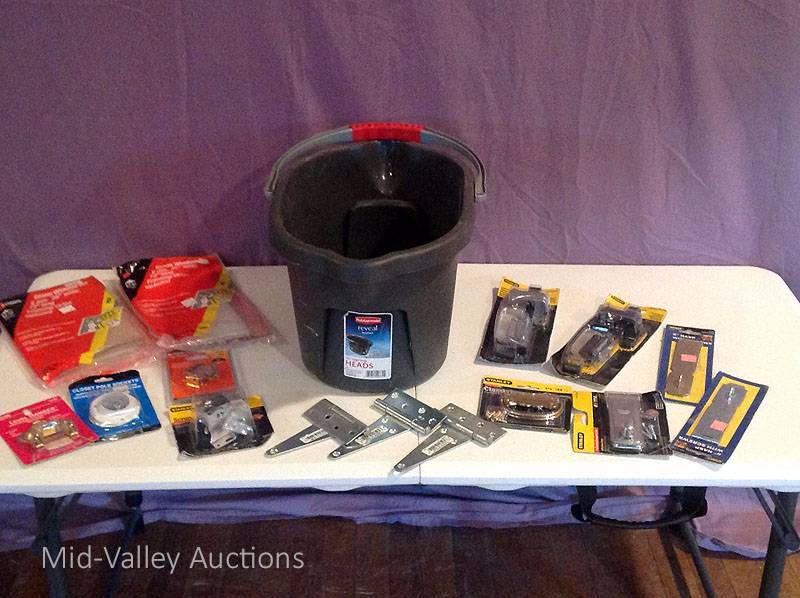 lot 34 image: Bucket with Hardware Items