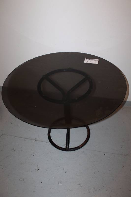 lot 37 image: Black Glass Topped Table