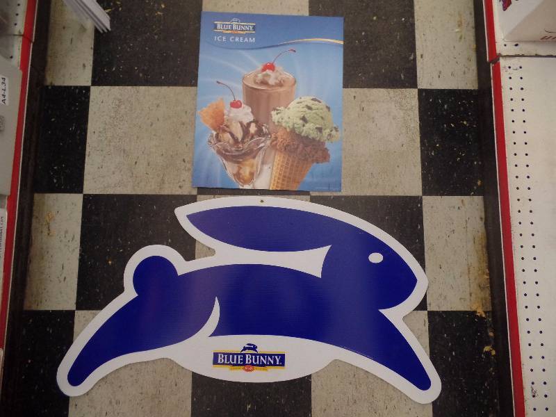 Blue Bunny Large Board Bunny and Paperboard Sign