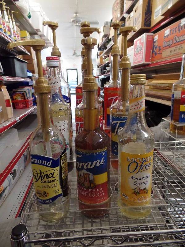 Syrups w Stand All Bottles and Pumps