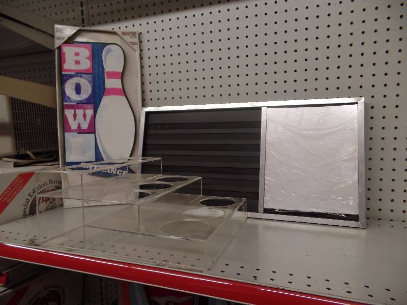 3-Tier Bottle Holder, Bowling Sign, Display Sign w Stainless Dry Erase