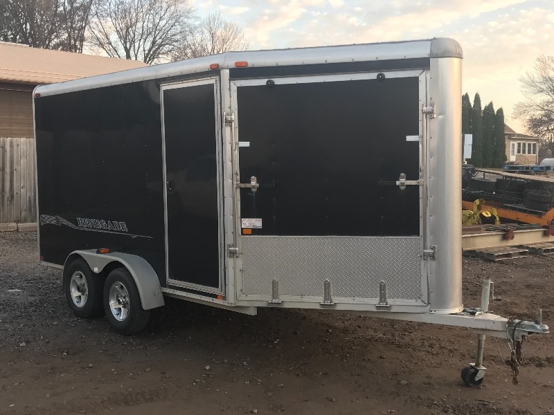 lot 1 image: 2002 Rance Renegade Aluminum Enclosed Snowmobile Trailer