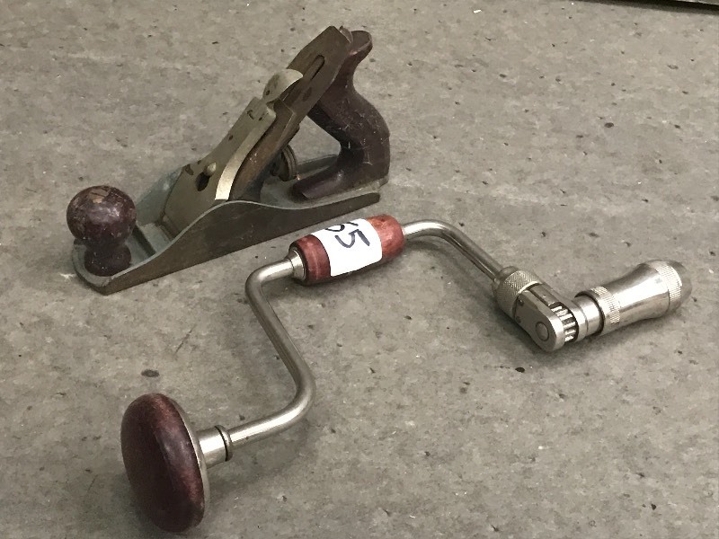 lot 55 image: (1) Vintage Hand Drill & (1) Vintag...