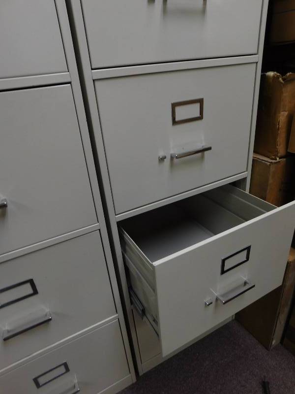 lot 88 image: Two White Metal Filing Cabinets