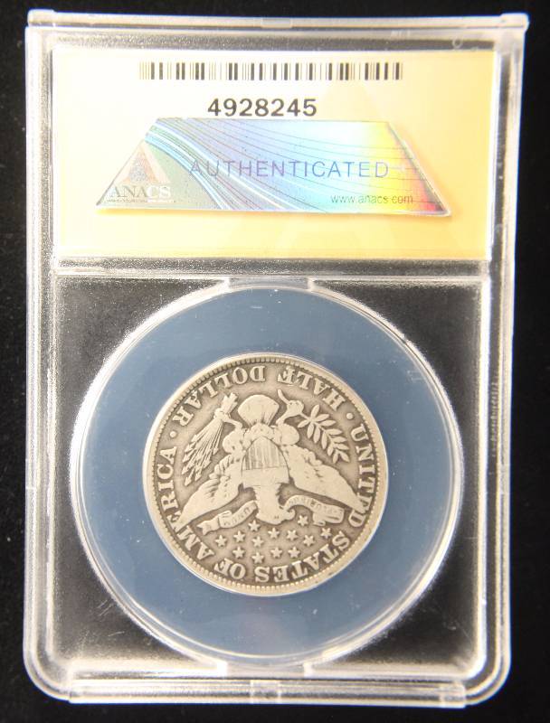 1915 BARBER SILVER HALF DOLLAR VG8 ANACS