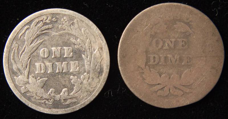 1854 SEATED LIBERTY & 1903 BARBER SILVER DIMES