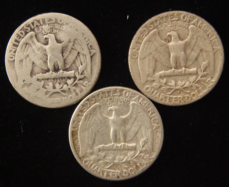 1939, 1953-S &1956 SILVER WASHINGTON QUARTERS