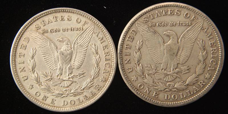 (2) MORGAN SILVER DOLLARS 1921 & 1921-S XF-AU