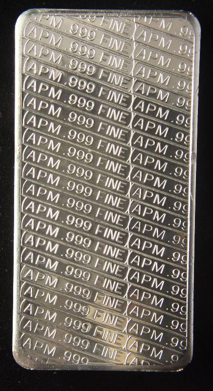 10 TROY Oz. .999 FINE SILVER BAR EARLY PATRIOTIC APM IN ORIGINAL PLASTIC