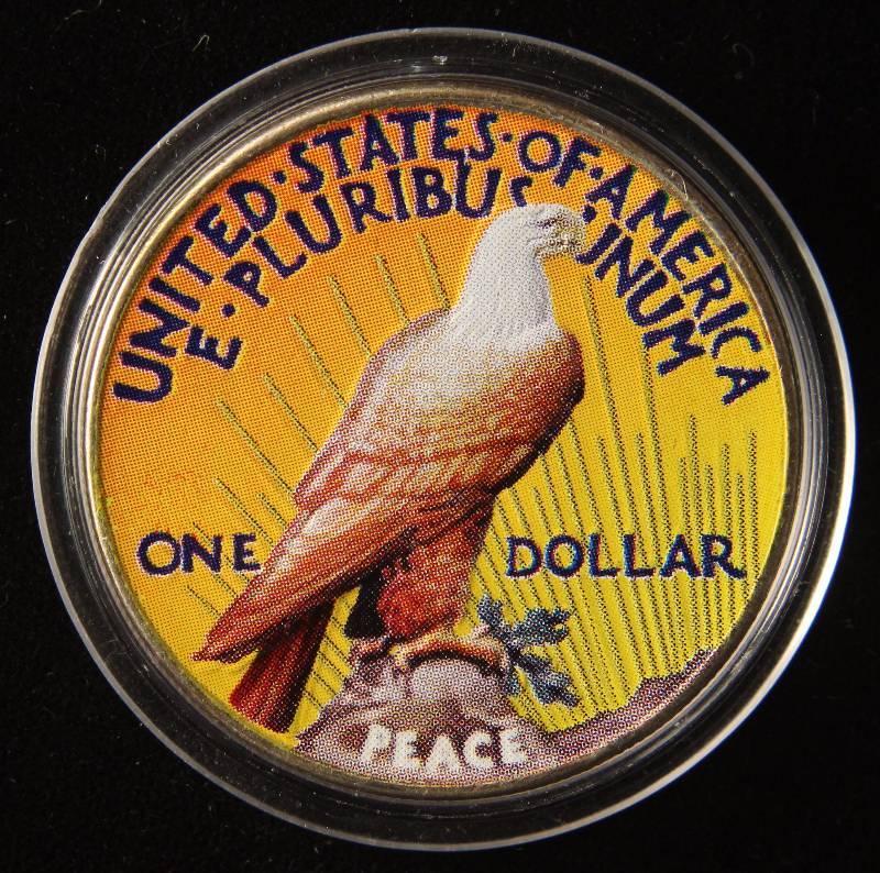 1922 PEACE SILVER DOLLAR COLOR ENHANCED IN AIRTITE HOLDER